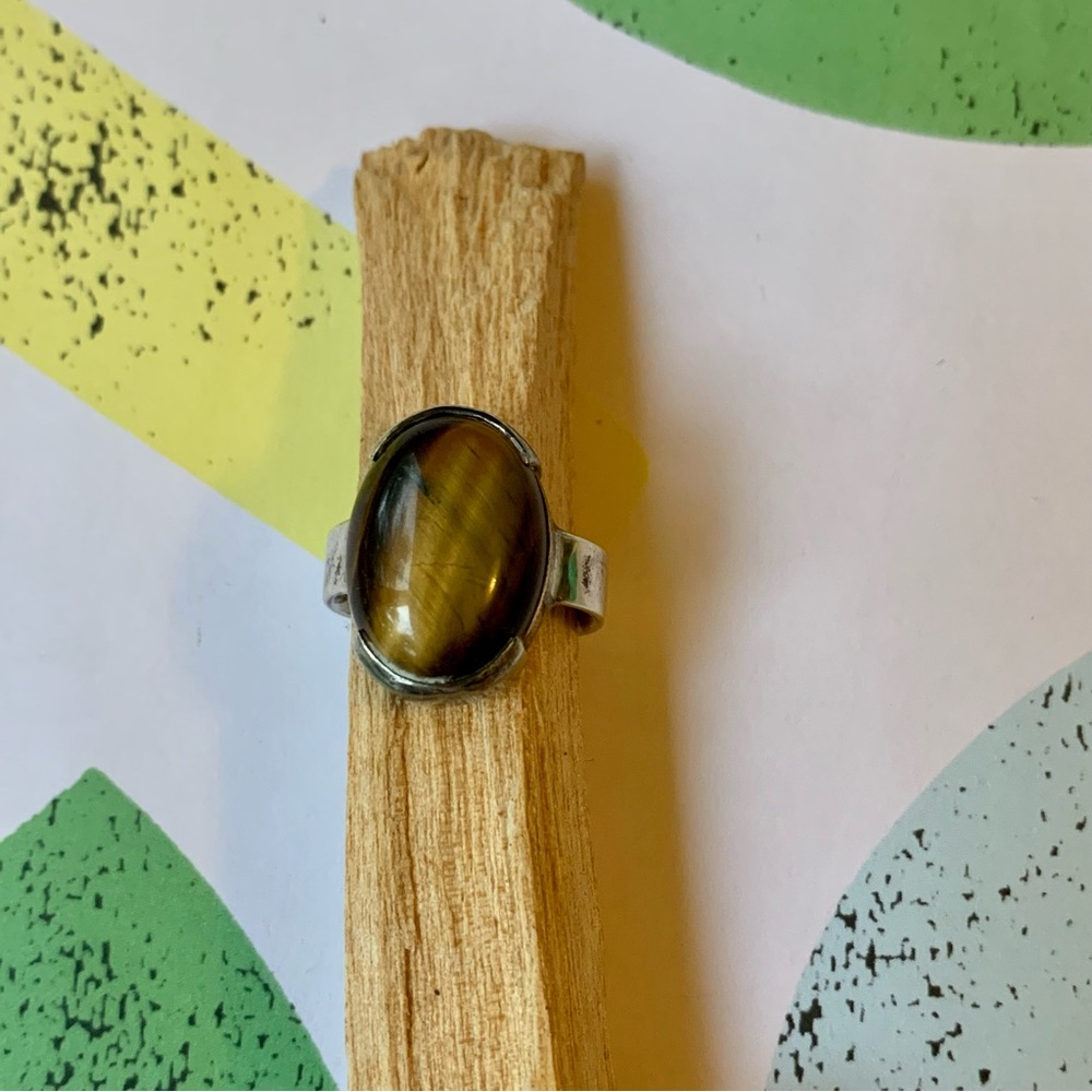 Tiger's Eye Oval Ring Silver 925